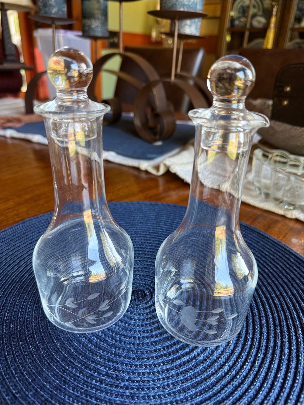 Princess House Vintsge Classic Clear Etched Glass Cruet Set - Clear -